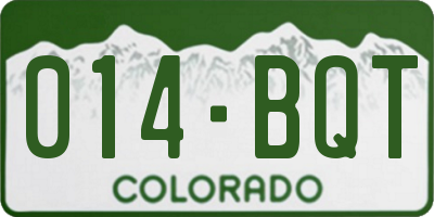 CO license plate 014BQT