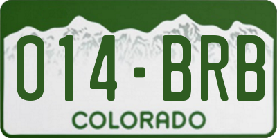 CO license plate 014BRB
