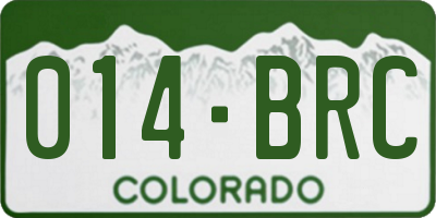 CO license plate 014BRC