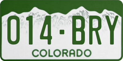 CO license plate 014BRY