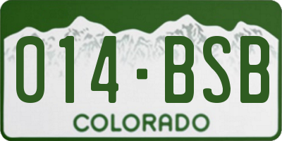 CO license plate 014BSB