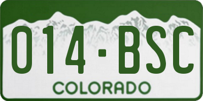 CO license plate 014BSC