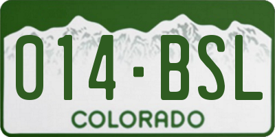 CO license plate 014BSL