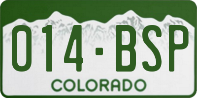 CO license plate 014BSP