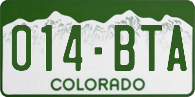 CO license plate 014BTA