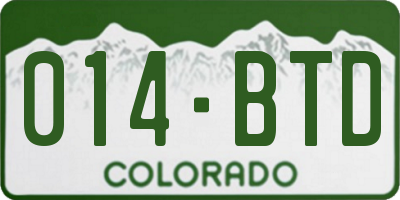 CO license plate 014BTD