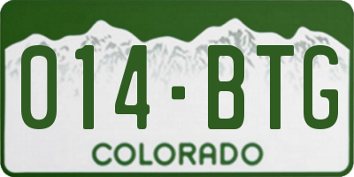 CO license plate 014BTG