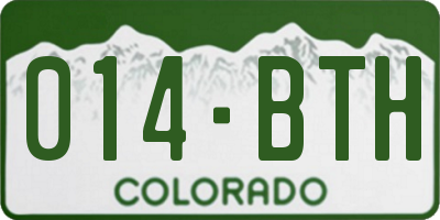 CO license plate 014BTH