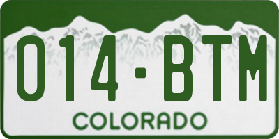 CO license plate 014BTM