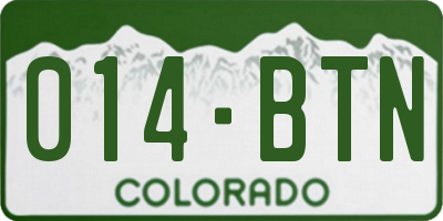 CO license plate 014BTN