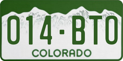 CO license plate 014BTO