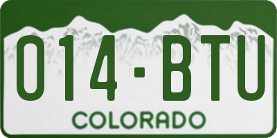 CO license plate 014BTU