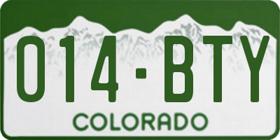 CO license plate 014BTY