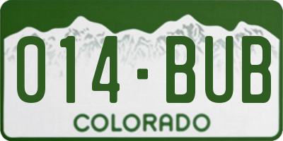 CO license plate 014BUB