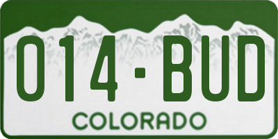CO license plate 014BUD