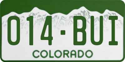 CO license plate 014BUI