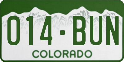 CO license plate 014BUN