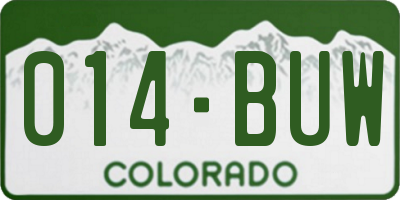 CO license plate 014BUW