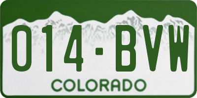 CO license plate 014BVW