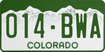 CO license plate 014BWA