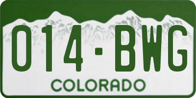 CO license plate 014BWG