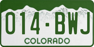 CO license plate 014BWJ