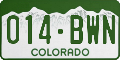 CO license plate 014BWN