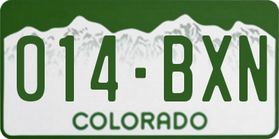 CO license plate 014BXN