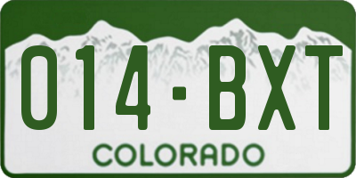 CO license plate 014BXT