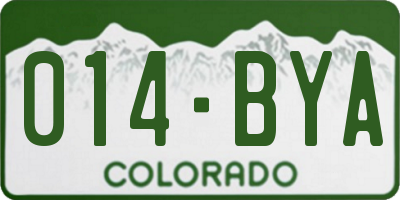 CO license plate 014BYA