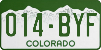 CO license plate 014BYF