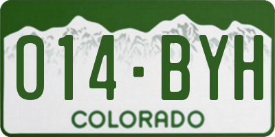 CO license plate 014BYH