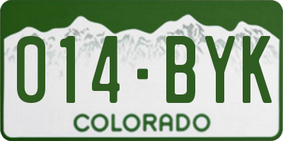 CO license plate 014BYK