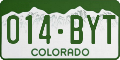 CO license plate 014BYT