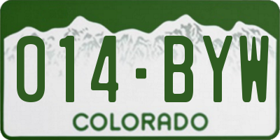 CO license plate 014BYW
