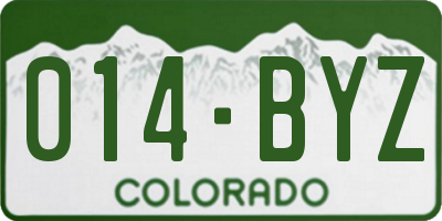 CO license plate 014BYZ