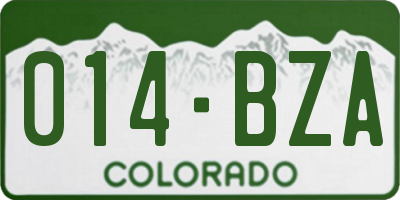CO license plate 014BZA