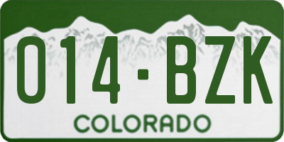 CO license plate 014BZK