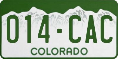 CO license plate 014CAC