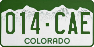 CO license plate 014CAE