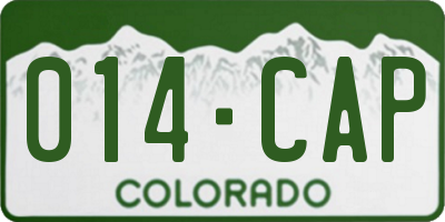 CO license plate 014CAP