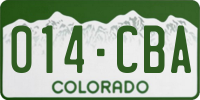 CO license plate 014CBA