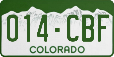 CO license plate 014CBF