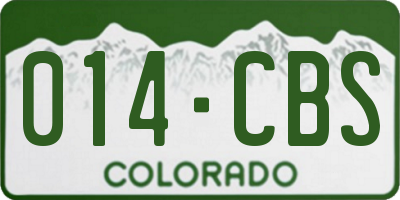 CO license plate 014CBS