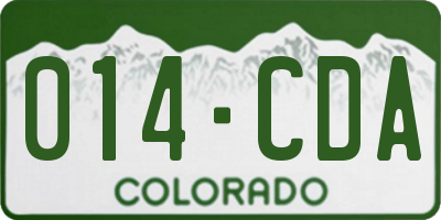 CO license plate 014CDA