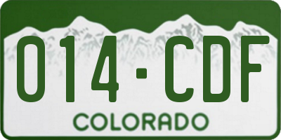 CO license plate 014CDF