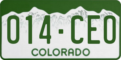 CO license plate 014CEO