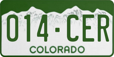 CO license plate 014CER