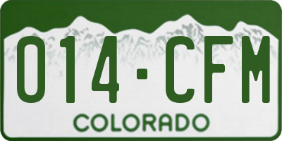 CO license plate 014CFM