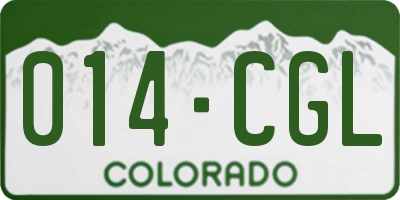 CO license plate 014CGL